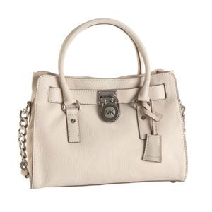 Cream Michael Kors Purse with Silver Detail